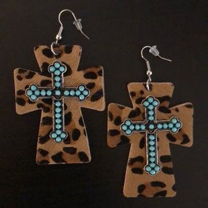 🛍 4 FOR $15🛍 Leopard Cross Leather Earrings